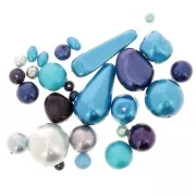Czech glass beads assortment pearly blue x50g