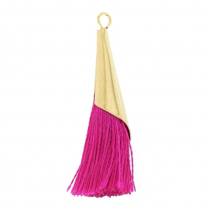 Cotton tassel 33 mm Fuchsia with a Fine Gold Plated cup x1