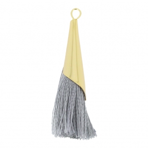Cotton tassel 33 mm Dark Grey with a Gold tone cup HQ x1