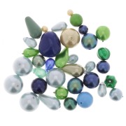 Czech glass beads assortment pearly blue/greenx50g|raw }}