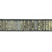 Synthetic fantasy ribbon 5 mm dark stripes with gold highlights x1.2m|raw }}