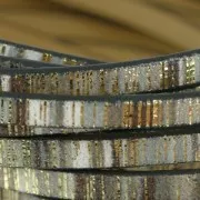 Synthetic fantasy ribbon 5 mm dark stripes with gold highlights x1.2m