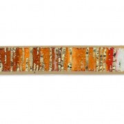 Fancy ribbon imitation leather 5 mm orange stripes golden glimmers x1.2m