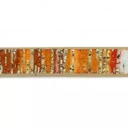 Fancy ribbon imitation leather 5 mm orange stripes golden glimmers x1.2m