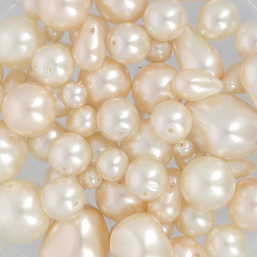 Czech glass beads assortment pearly cream x50g