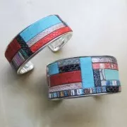 Fancy ribbon imitation leather 5 mm reptile effect Metallized Turquoise x1.2m