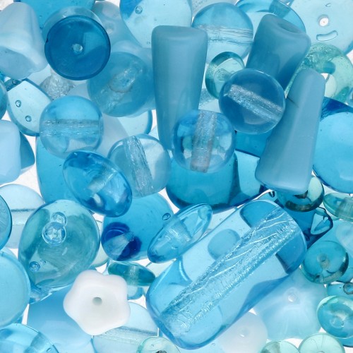 Czech glass beads assortment Aquamarine x50g