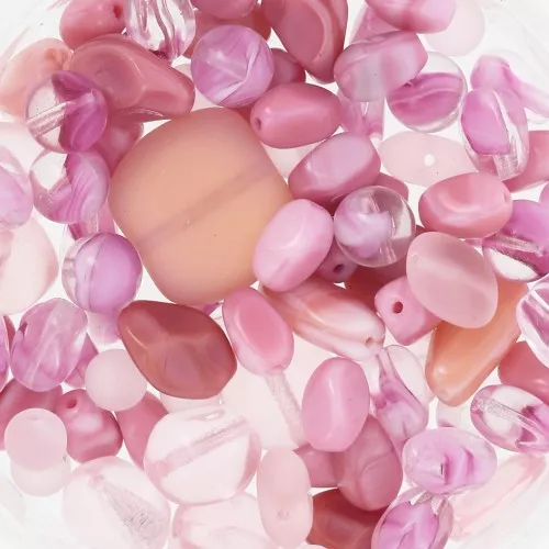 Czech glass beads assortment rose x50g