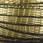 Fancy ribbon imitation leather 5 mm reptile effect Metallized Gold Tone x1.2m