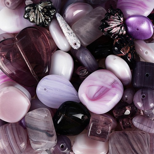 Czech glass beads assortment purple x50g