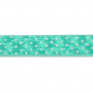 Fancy synthetic ribbon 5mm reptile effect Mint Pois Métallisé x1.2m