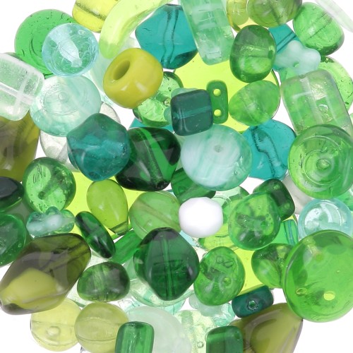 Czech glass beads assortment green x50g