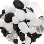 Czech glass beads assortment black/white x50g|raw }}