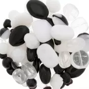 Czech glass beads assortment black/white x50g