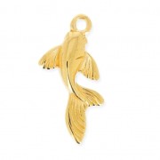 Metal pendant carp koï 26mm fine Gold plated x1