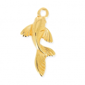 Metal pendant carp koï 26mm fine Gold plated x1
