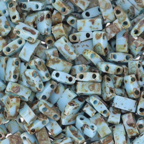Miyuki Half Tila Beads 5x2.3x1.9 mm HTL-4514 - Op Turquoise Blue Picasso x10g
