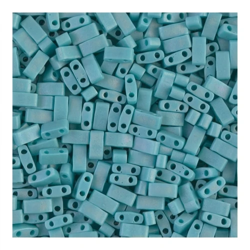 Miyuki Half Tila Beads 5x2.3x1.9 mm HTL-412FR - Op Turquoise Green AB Mat x10g