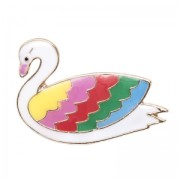Metal and epoxy resin Pins Magical Summer 21mm Multicolored swan|raw }}