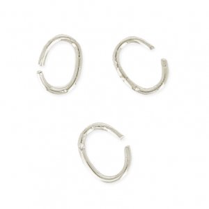 Small Oval Open Rings 3.3x2.4x0.4 mm - Rhodium Plated x1g