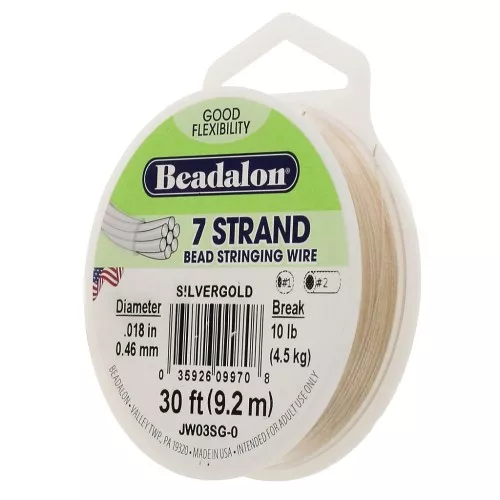 Beading wire 7 strands 0.46 mm Silver Gold Tone x9,2 m