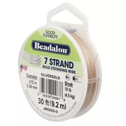 Stringing wire Silver Gold tone 7 strands 0.38mm x9,2m