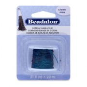 Cordon coton avec fil métallique pour réaliser des pompons 0.8 mm Noir/Turquoise x 20m