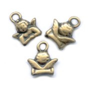 Angel charms 10mm bronze tone x4