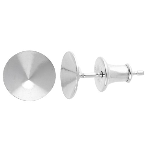 PureCrystal 1122 8 mm Cabochon Earstuds - 925 Sterling Silver (2-pack)