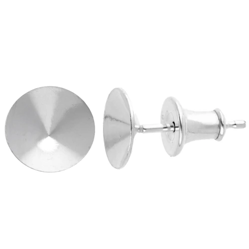 PureCrystal 1122 8 mm Cabochon Earstuds - 925 Sterling Silver x2
