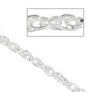 Chain oval open links 6x4.5mm Rhodium tone  x1m