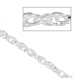Chain oval open links 6x4.5mm Rhodium tone  x1m
