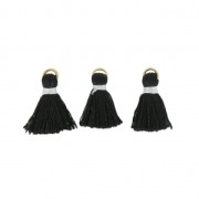 Artificial silk pompons 20 mm with fastening Black/Doré x6|raw }}