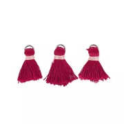 Artificial silk pompons 20 mm with fastening Dark Red/Acier x6