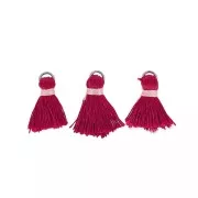Artificial silk pompons 20 mm with fastening Dark Red/Acier x6