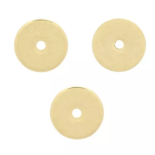 Flat Washers Heishi style made of brass 6 mm fine Gold plated x10