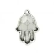 Resin pendant Main de Fatima 23 mm - Aged sterling silver veneer x1