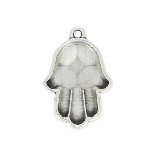 Resin pendant Main de Fatima 23 mm - Aged sterling silver veneer x1