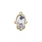 Resin pendant Main de Fatima 23 mm - Aged sterling silver veneer x1