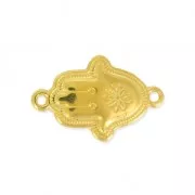 23mm Hamsa hand Metal connector 2 rings - fine Gold plated x1