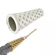 Cone or terminal diamond decor 20 mm Fine Antique silver plating x1