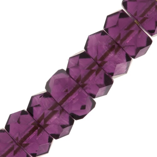 Fire Polished faceted rondelle  6x3mm Amethyst x25