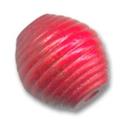 Striated wooden round bead 20mm red x 1