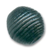 Striated wooden round bead 20mm black x 1