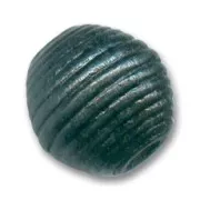Striated wooden round bead 20mm black x 1