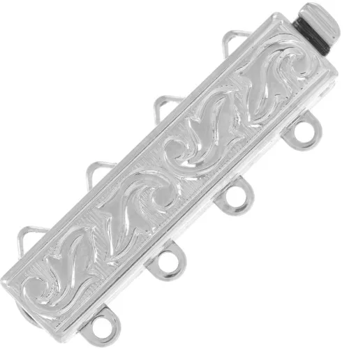 4-row leaf design clasp 24.5x9 mm - White bronze x1
