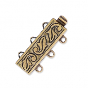 3-row clasp 21x9 mm leaf pattern - Bronze x1