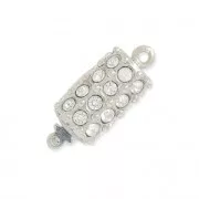 Clasp to be clipped Inlaid with PureCrystal crystal strass 8.5x20mm rhodium plated/Crystal