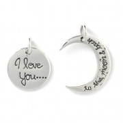 Complementary Sterling Silver 925 pendant I love you... to the moon 23 mm x1|raw }}