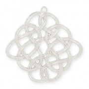 Rhombus brass cast iron pendant with interlaced wire 31 mm rhodié